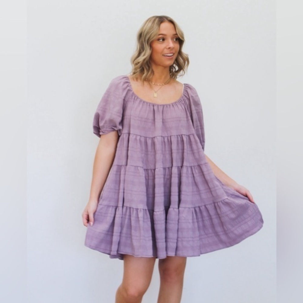 Bucketlist Lavender Tiered Mini Dress